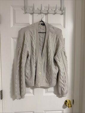 wild fable Cream Cable Knit Open Cardigan